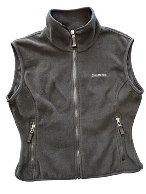 VTG Obermeyer black fleece fitted layering full zip vest pockets high neck MD